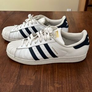 Adidas superstars size 12, navy and white